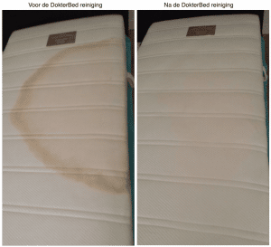 reiniging van matras door DokterBed, voor en na een reiniging